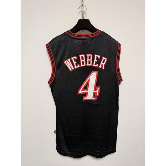 Vintage Philadelphia 76ers Jersey Mens Medium Black NBA Reebok Webber 2000s - Picture 2 of 7